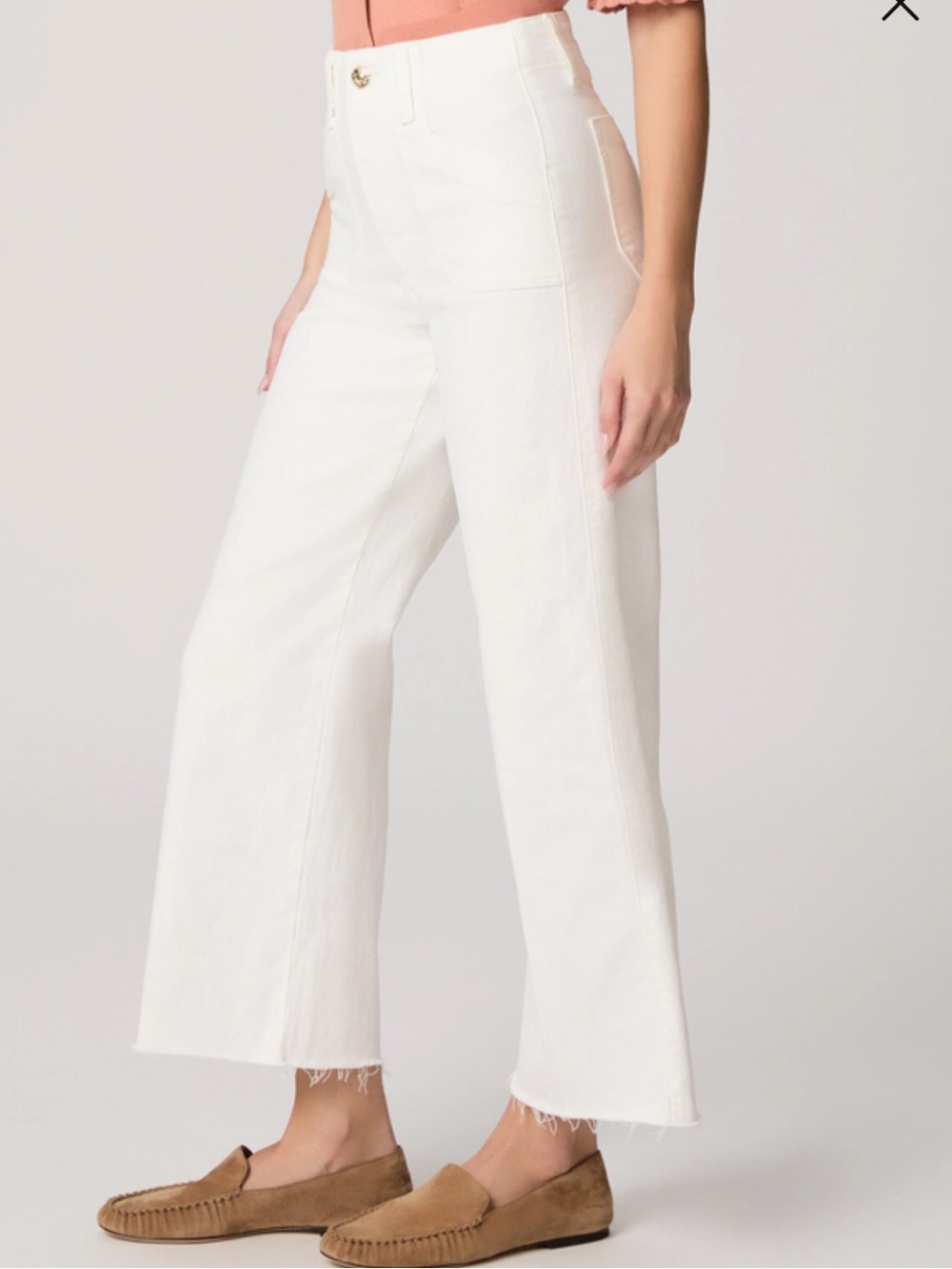 Paige Anessa White Wide-Leg Denim Jeans